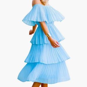 NEVER WORN. Off the shoulder chiffon summer dress, size small